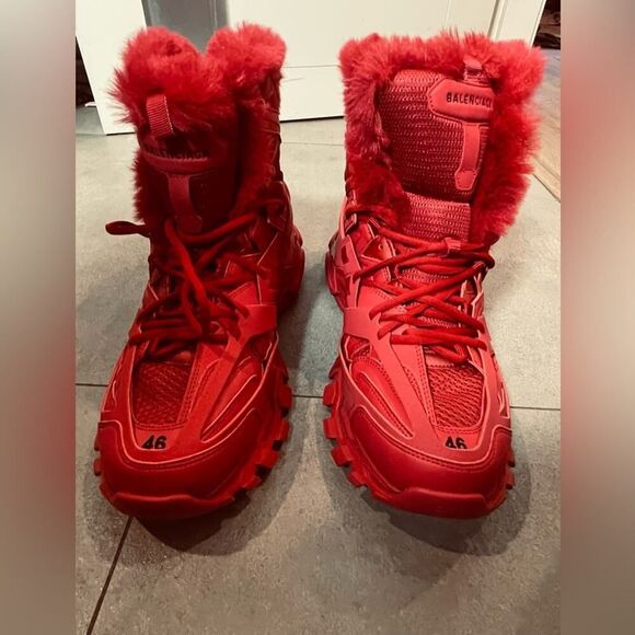 Balenciaga Track Fur Boots - 13 US - Red - 46 EU - Gorpcore - Track Hike Boots main image 10